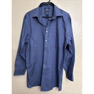 Stafford 16 1/2 32-33 Blue Button Front‎ Dress Shirt